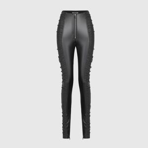 Maniere De Voire Ruched Vegan Leather Leggings